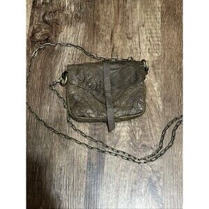 Monserat De Lucca Soft Crinkle Leather Mini Crossbody Bag Brass Chain Strap